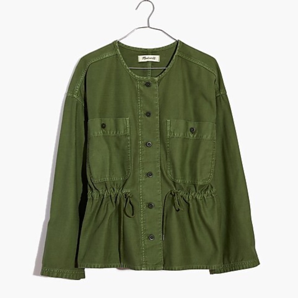 Madewell Claremont Drawstring Utility Jacket NWT Army Green Size L